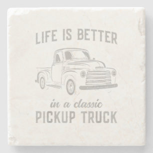 Klassieke Pick-up Truck Man Vintage Stenen Onderzetter