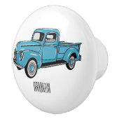 Klassieke pick-uptruck cartoonillustratie keramische knop (Rechts)