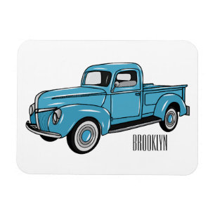 Klassieke pick-uptruck cartoonillustratie magneet