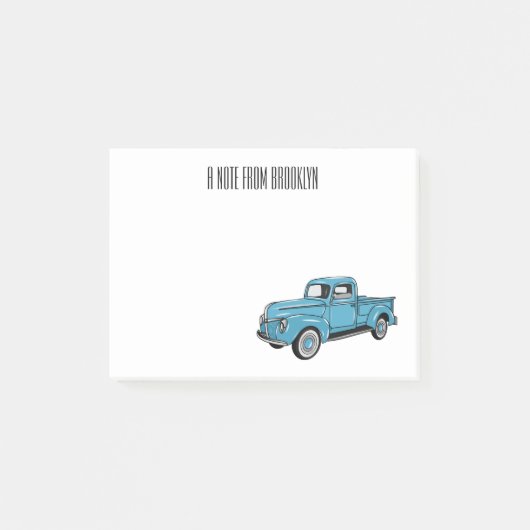 Klassieke pick-uptruck cartoonillustratie post-it® notes (Voorkant)