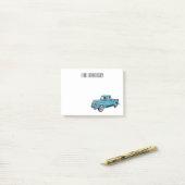 Klassieke pick-uptruck cartoonillustratie post-it® notes (Op bureau)
