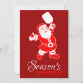 Klassieke Pickleball Santa Blue Kerstmis Feestdagenkaart (Voorkant)