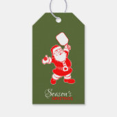 Klassieke Pickleball Santa Green Kerstmis Cadeaulabel (Voorkant)