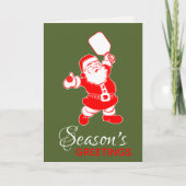 Klassieke Pickleball Santa Green Kerstmis Feestdagen Kaart (Voorkant)