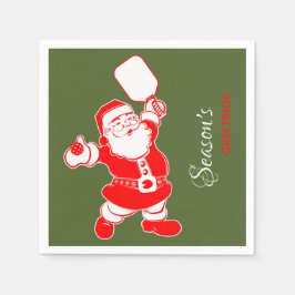 Klassieke Pickleball Santa Green Kerstmis Servet