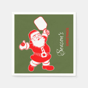 Klassieke Pickleball Santa Green Kerstmis Servet
