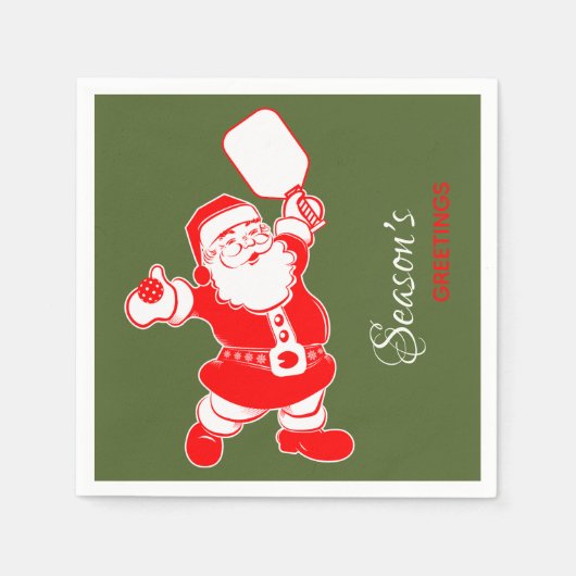 Klassieke Pickleball Santa Green Kerstmis Servet (Voorkant)