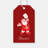 Klassieke Pickleball Santa Red Kerstmis Cadeaulabel (Voorkant)