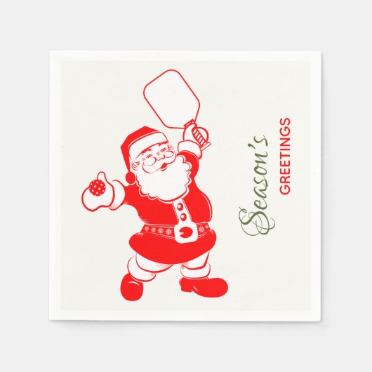 Klassieke Pickleball Santa White Kerstmis Servet (Voorkant)