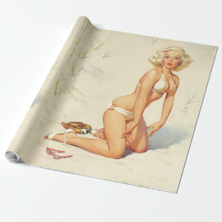Klassieke  Pin Up Girl-Bikini uit de jaren vijftig Cadeaupapier