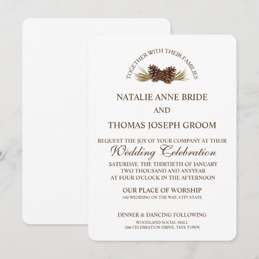 Klassieke Pine Cone Kaart (Voorkant / Achterkant)