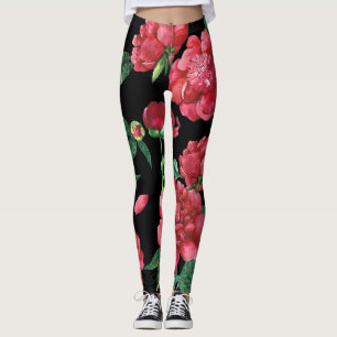 Klassieke Pioen Bloemenprint Kunst Leggings