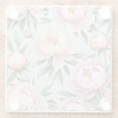 Klassieke Pioenroos Glazen Onderzetter (Achterkant)