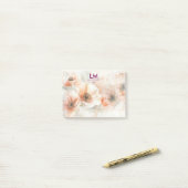 Klassieke Pioenrozen Monogram Naam Post-it® Notes (Op bureau)
