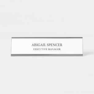 Klassieke plaat Eenvoudig zwart-wit Professional Bureau Naambordje