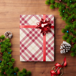 Klassieke plaid diagonaal patroon bordeaux off whi cadeaupapier
