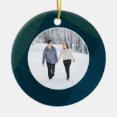 Klassieke plaid eerste getrouwde kerst foto keramisch ornament (Voorkant)