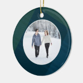 Klassieke plaid eerste getrouwde kerst foto keramisch ornament (Links)