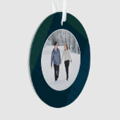 Klassieke plaid eerste getrouwde kerst foto ornament (voorkant)