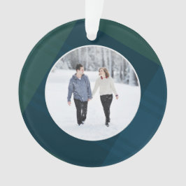 Klassieke plaid eerste getrouwde kerst foto ornament