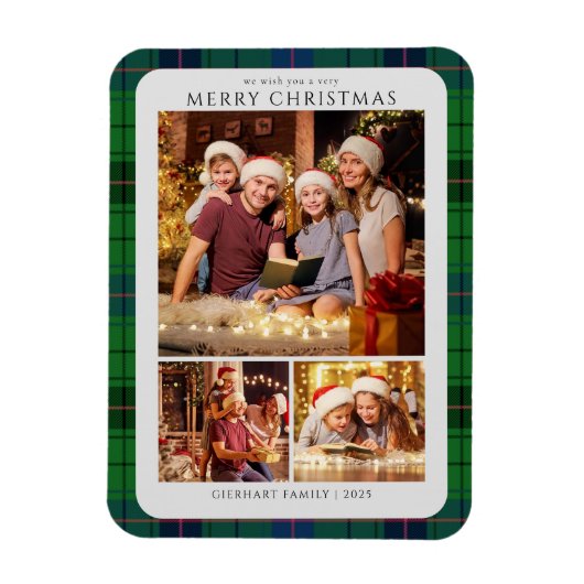 Klassieke Plaid Foto's Tartan Kerstvakantie Magneet (Verticaal)