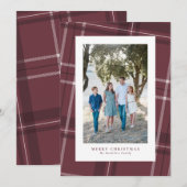 Klassieke plaid kastanjebruin verticale foto feestdagenkaart (Voorkant / Achterkant)