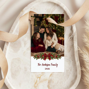 Klassieke Plaid Kerstmis Tartan Elegantie Cadeaulabel