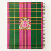 Klassieke Plaid Roze en Groen Monogrammed Notitieboek (Achterkant)