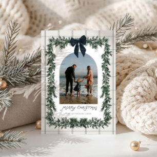 Klassieke Plaid Slinger Boog Boog Foto Kerstmis Feestdagenkaart