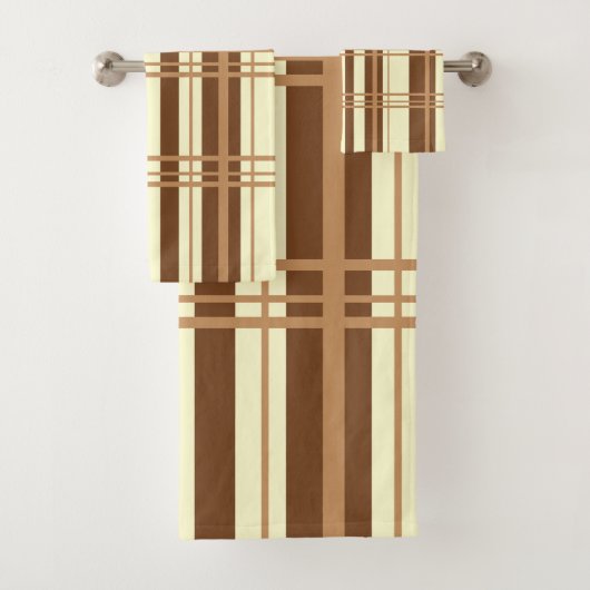 Klassieke Plaid Tan en Cream Shades Bad Handdoek (Insitu)
