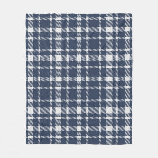 Klassieke Plaid Tartan Patroon-Dark Navy & Wit Fleece Deken