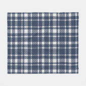 Klassieke Plaid Tartan Patroon-Dark Navy & Wit Fleece Deken (Voorkant (Horizontaal))