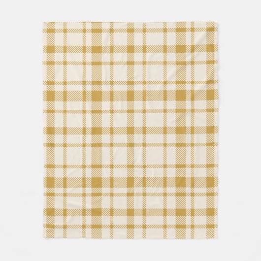 Klassieke Plaid Tartan Patroon-Geel & Crème Fleece Deken (Voorkant)