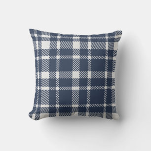 Klassieke Plaid Tartan Patroon-Navy & Wit Kussen