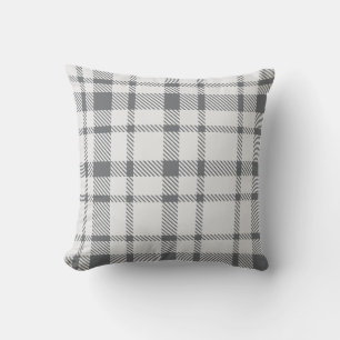 Klassieke Plaid Tartan Patroon-Neutraal Grijs & Wi Kussen