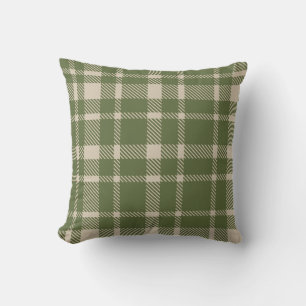 Klassieke Plaid Tartan Patroon-Olive Green & Cream Kussen