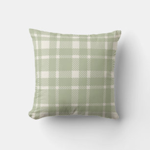 Klassieke Plaid Tartan Patroon-Zacht Groen & Ivoor Kussen