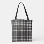 Klassieke Plaid Tartan Pattern-Black & Off-White Tote Bag (Achterkant)