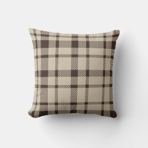 Klassieke Plaid Tartan Pattern-Dark Brown & Taupe Kussen