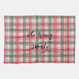 Klassieke Plaid Winter Tartan Rood, Wit & Groen Theedoek