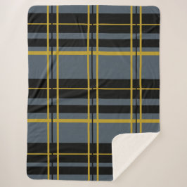 Klassieke Plaid Zwart Grijs Goud Sherpa Deken