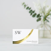 Klassieke Plain White Gold Decor met Monogram Visitekaartje (Staand voorkant)