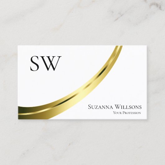 Klassieke Plain White Gold Decor met Monogram Visitekaartje (Voorkant)