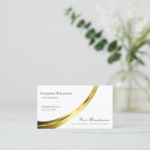 Klassieke Plain White met Decoratieve Gouden Decor Visitekaartje (Staand voorkant)