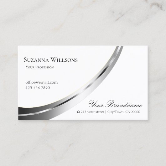 Klassieke Plain White Silver Decor met QR-code Visitekaartje (Voorkant)