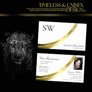 Klassieke Plain Wit Goud Decor Monogram en Foto Visitekaartje