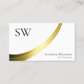 Klassieke Plain Wit Goud Decor Monogram en Foto Visitekaartje (Voorkant)
