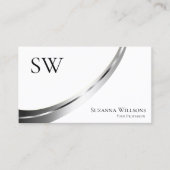 Klassieke Plain Wit Zilver Decor met Monogram Visitekaartje (Voorkant)