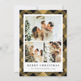 Klassieke Plakken & Fotocollage Zwart Goud Kerstmi Feestdagenkaart