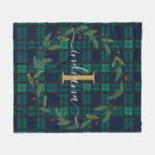 Klassieke Plakken Monogram Kerst Krans Tartan Fleece Deken (Voorkant (Horizontaal))